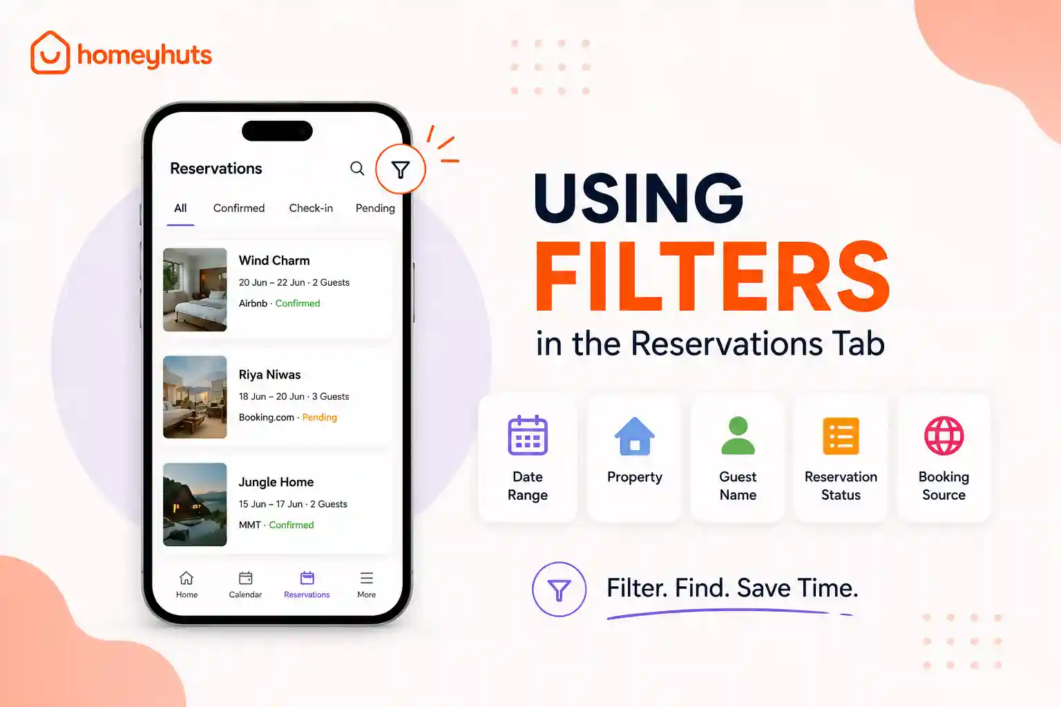 Using Filters in the Reservations Tab